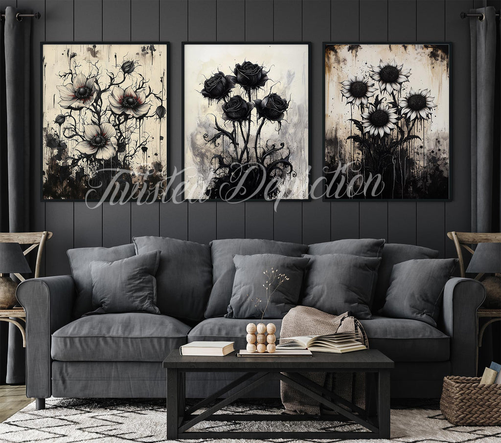 gothic flowers digital art download et