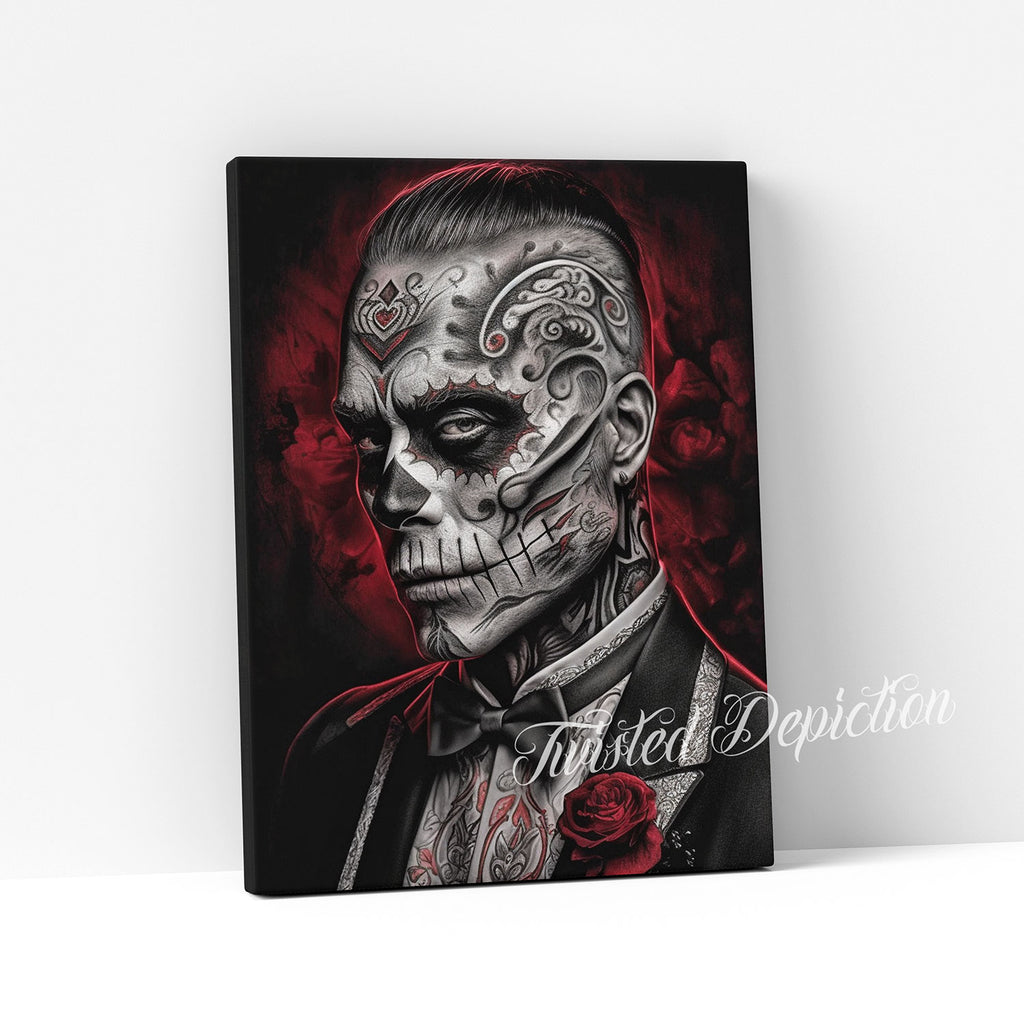 day of the dead gangster canvas art