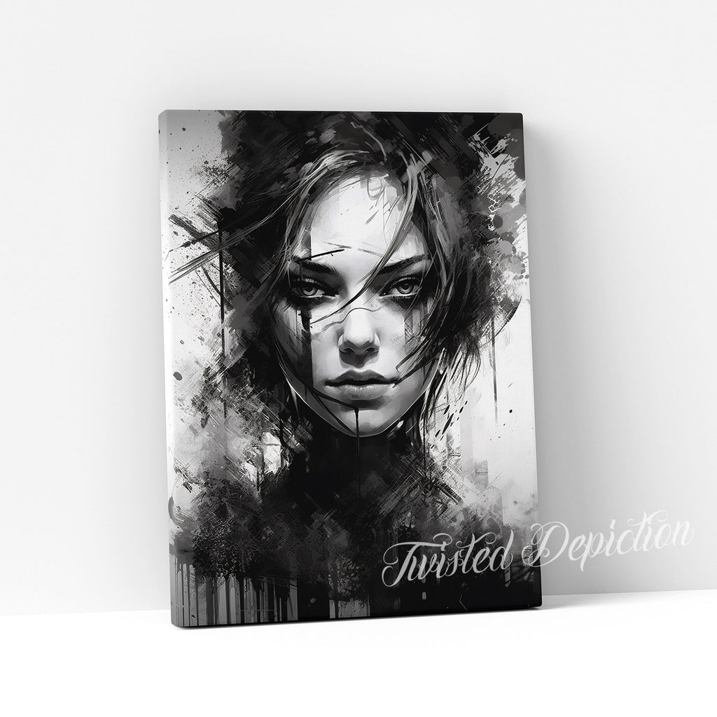 abstract woman painting canvas