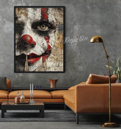 eerie clown abstract art