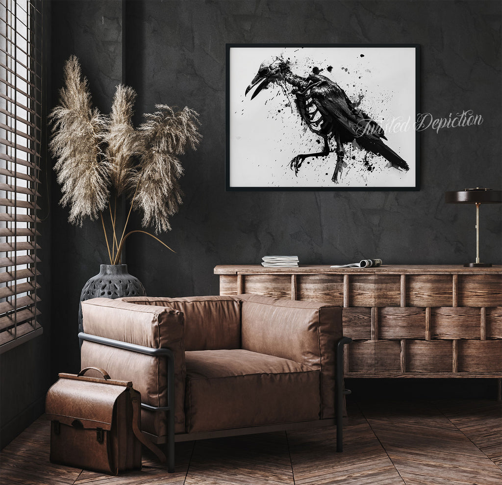 corpse crow gothic wall art