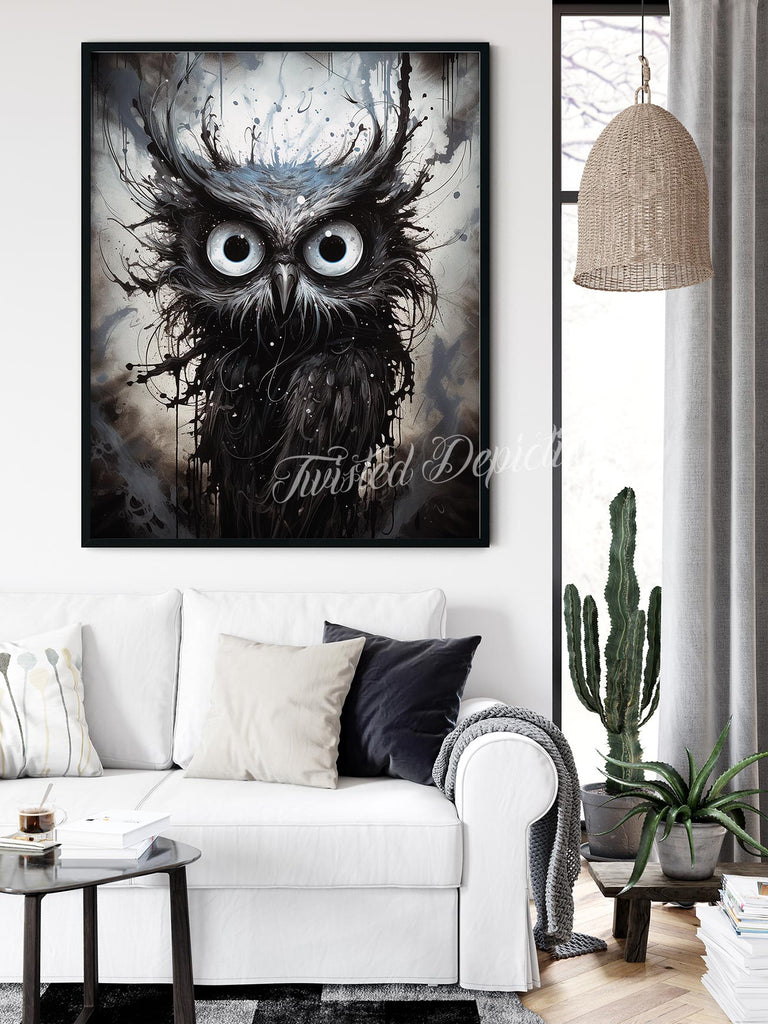 dark owl painting fine art