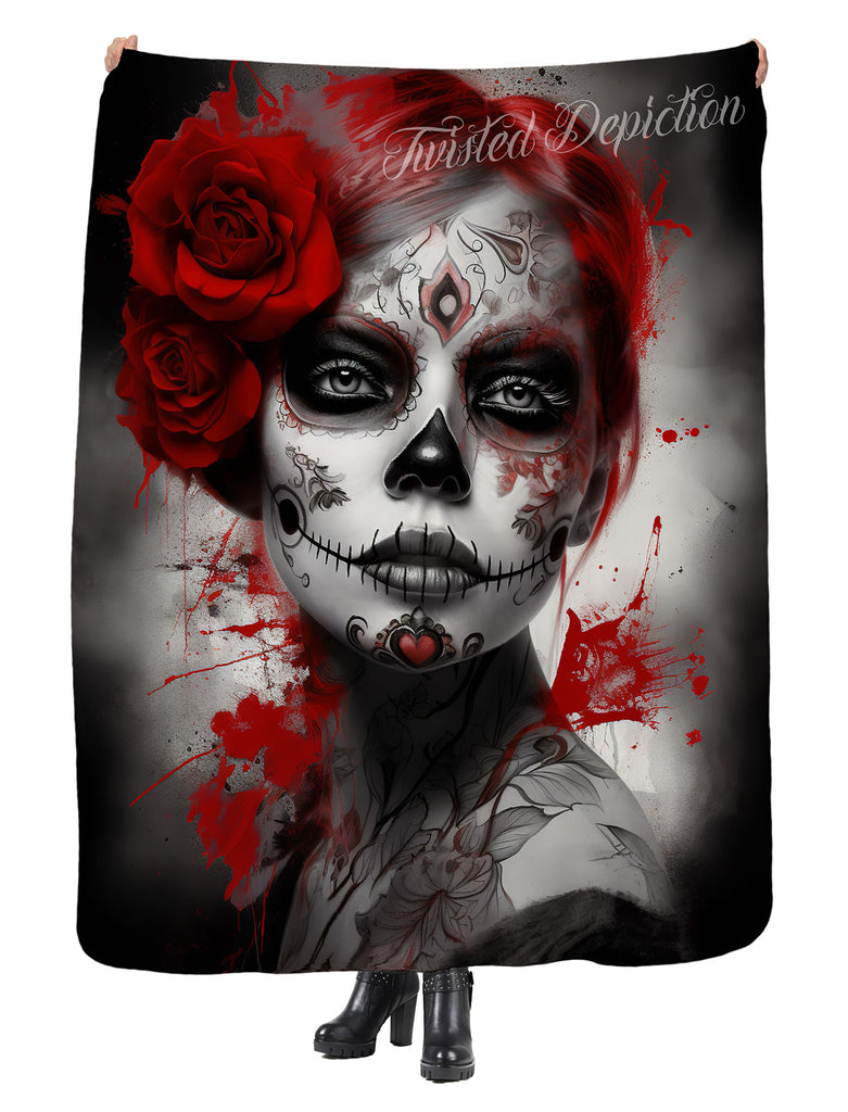 day of the dead red sherpa blanket