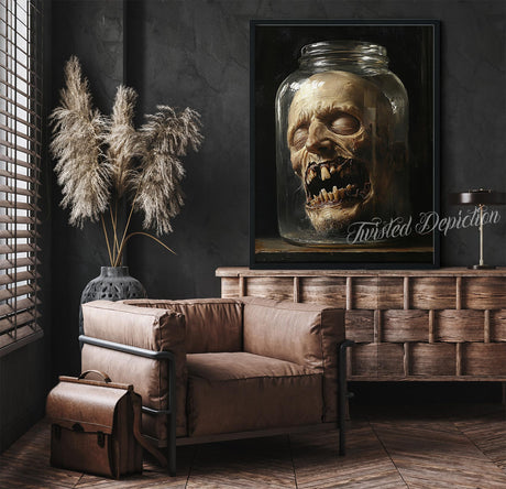 morbid head in jar art