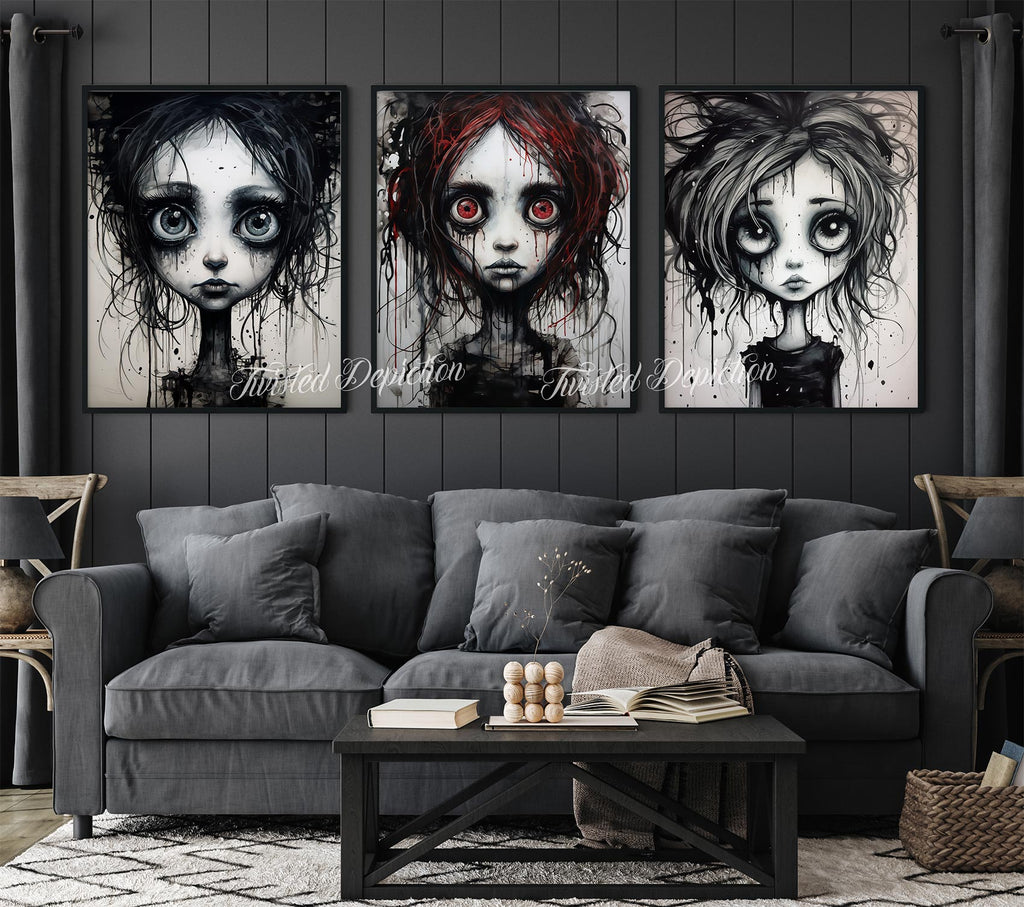 gothic girl art prints bundle