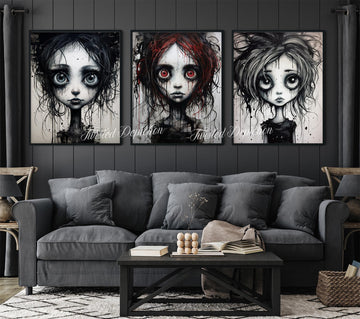gothic girl art prints bundle