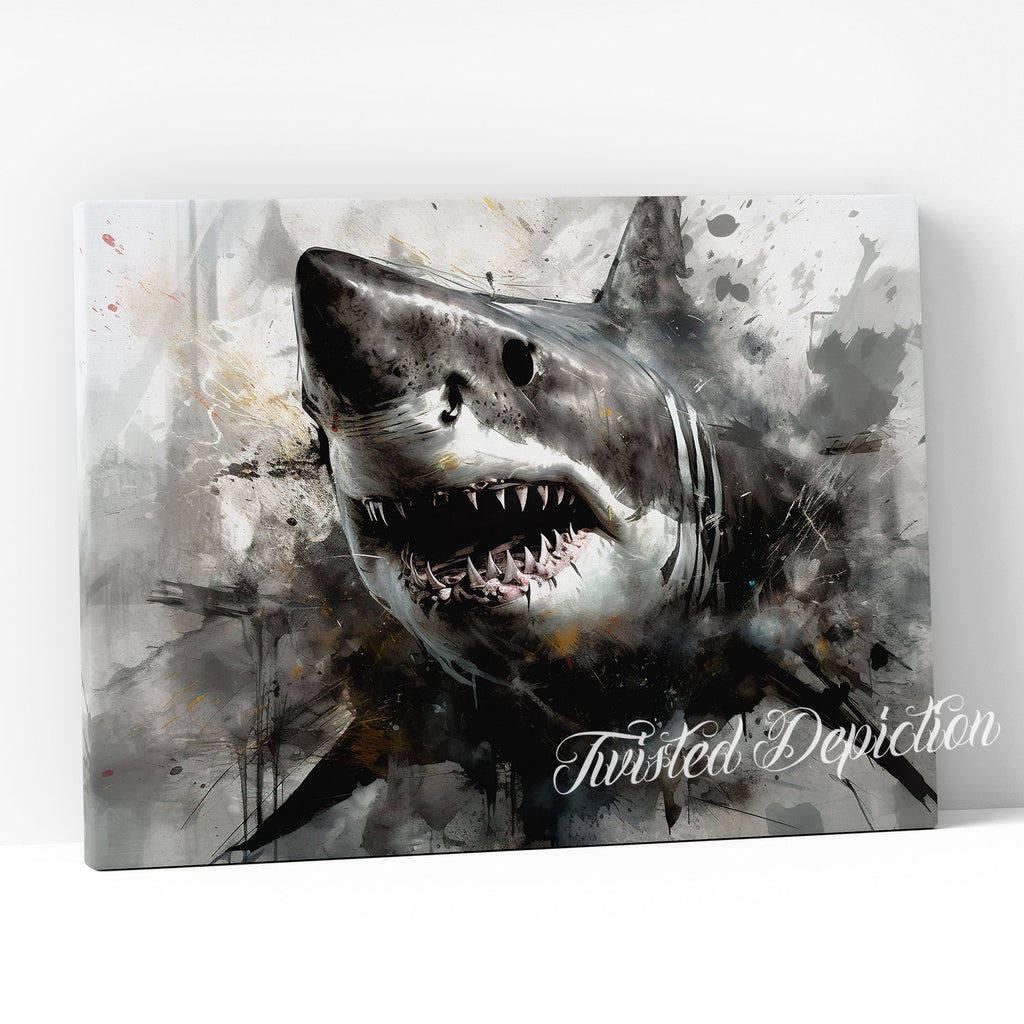 great white shark canvas art