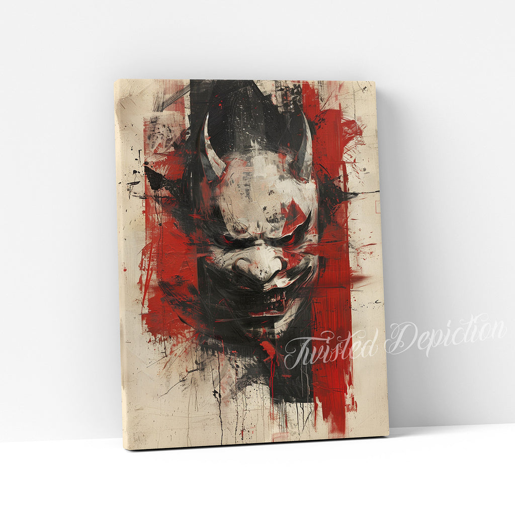 oni mask canvas abstract art