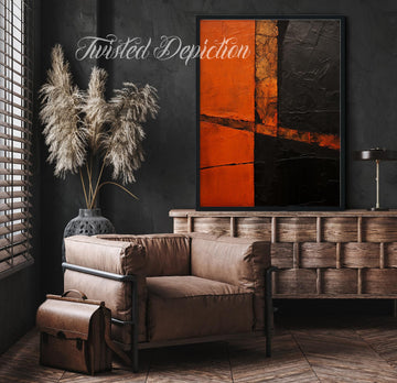 orange gothic abstract wall art painting