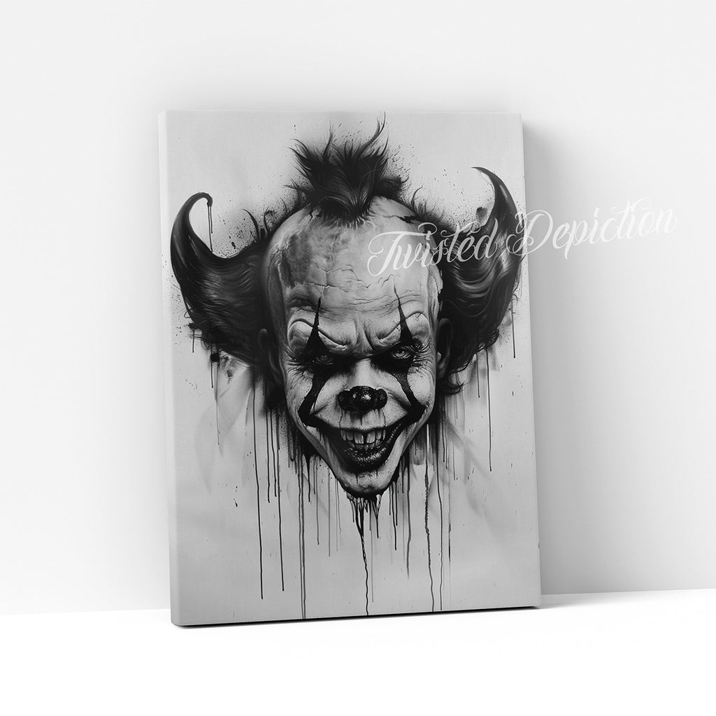 penny clown painted canvas art