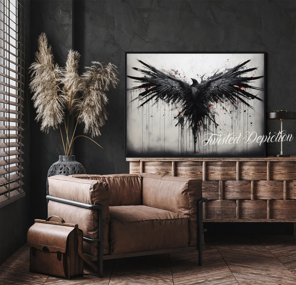 raven gothic wall art piece