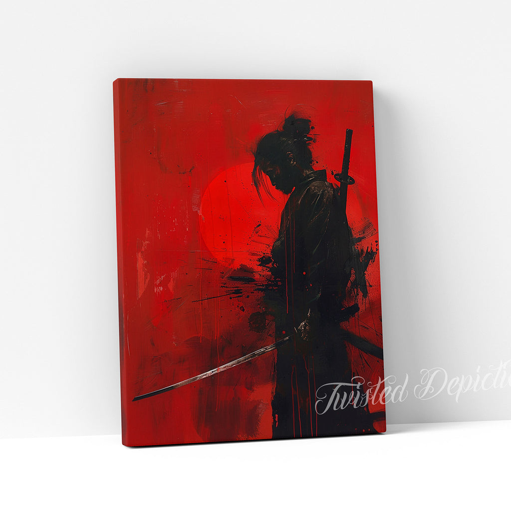 samurai silhouette painting