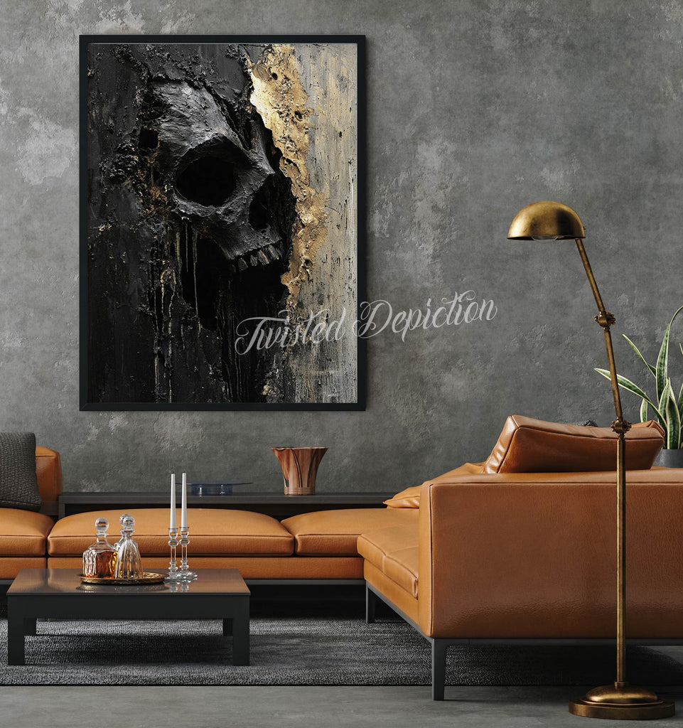 skull within abstract art