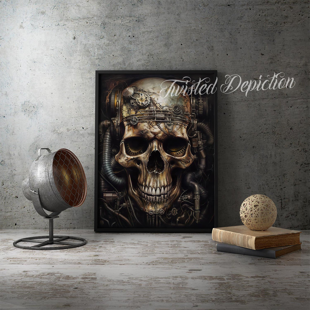 steampunk skulls printable art
