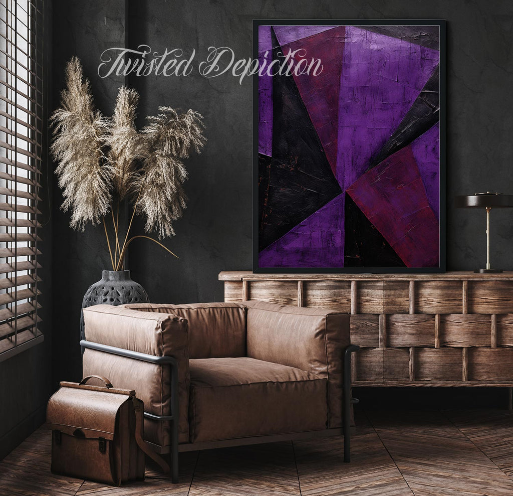 violet gothic abstract wall art painting