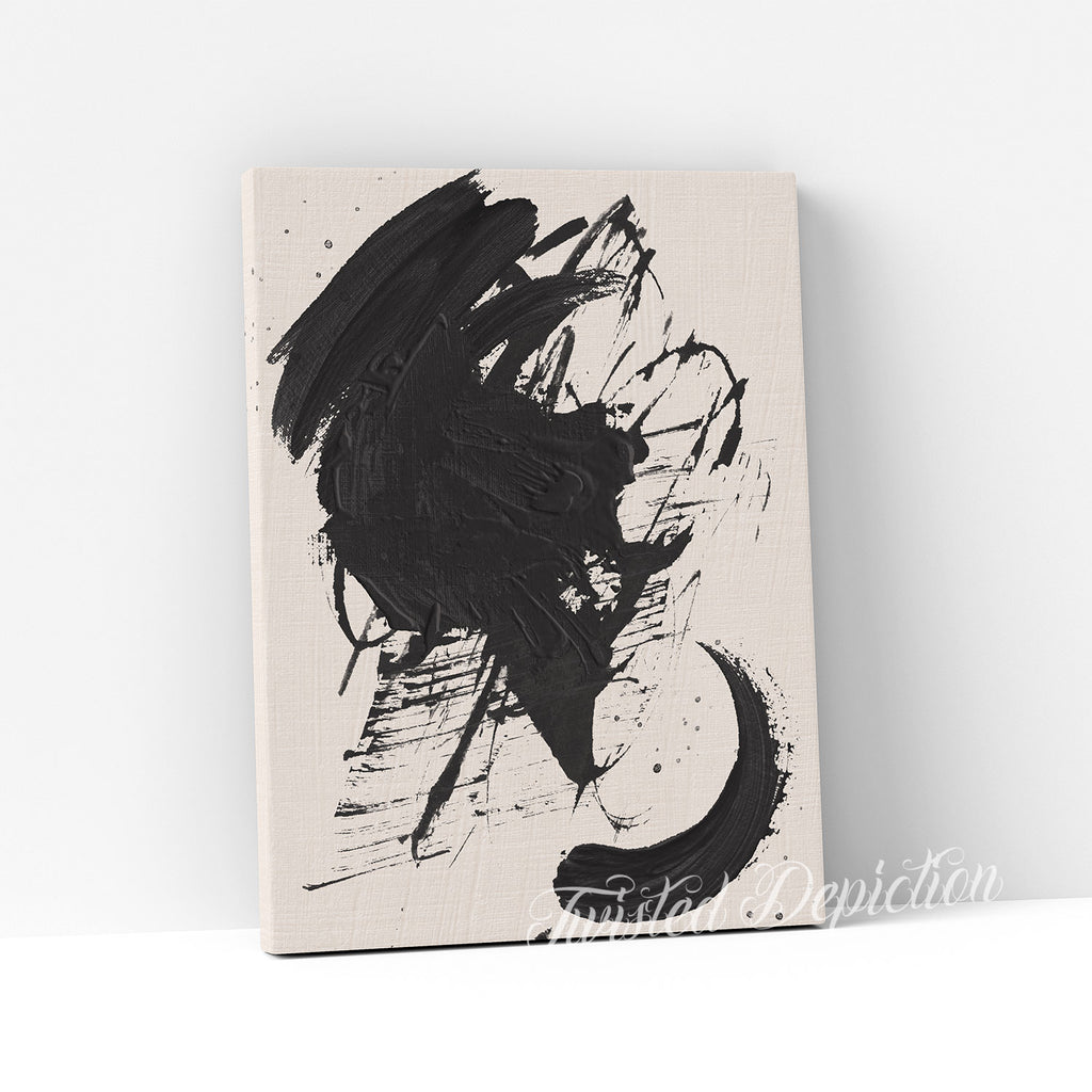 black and white canvas abstract art