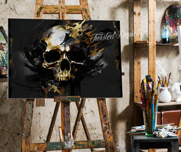 black and gold skull abstract art canada