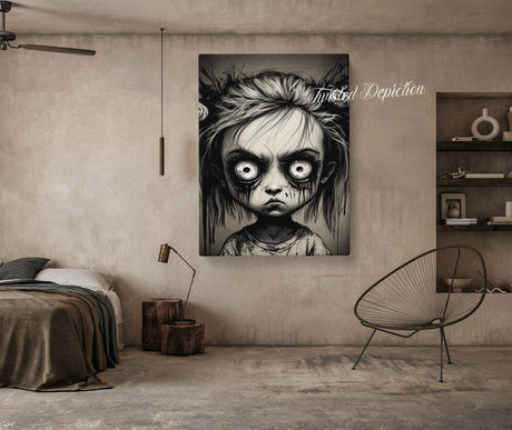 big eyes angry girl art