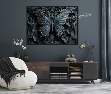 biomechanical butterfly wall art