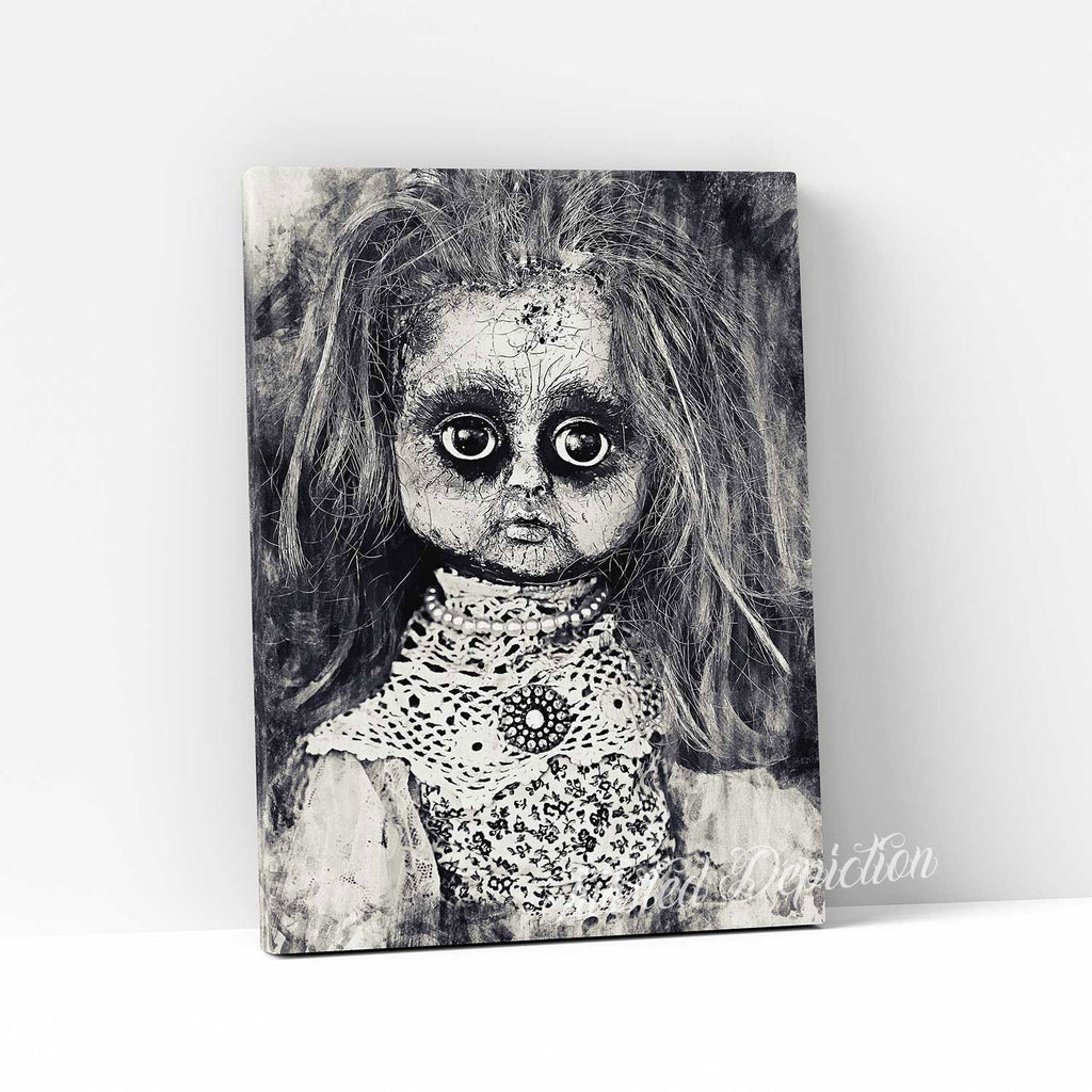 creepy horror doll canvas art canada