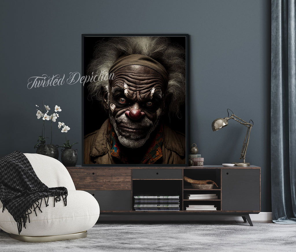 scary african clown man art
