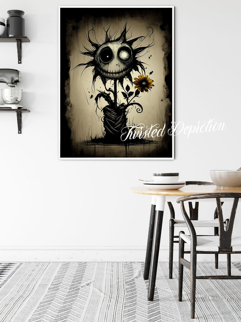 dark art sunflower painting
