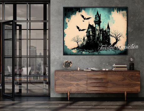 blue gothic castle art