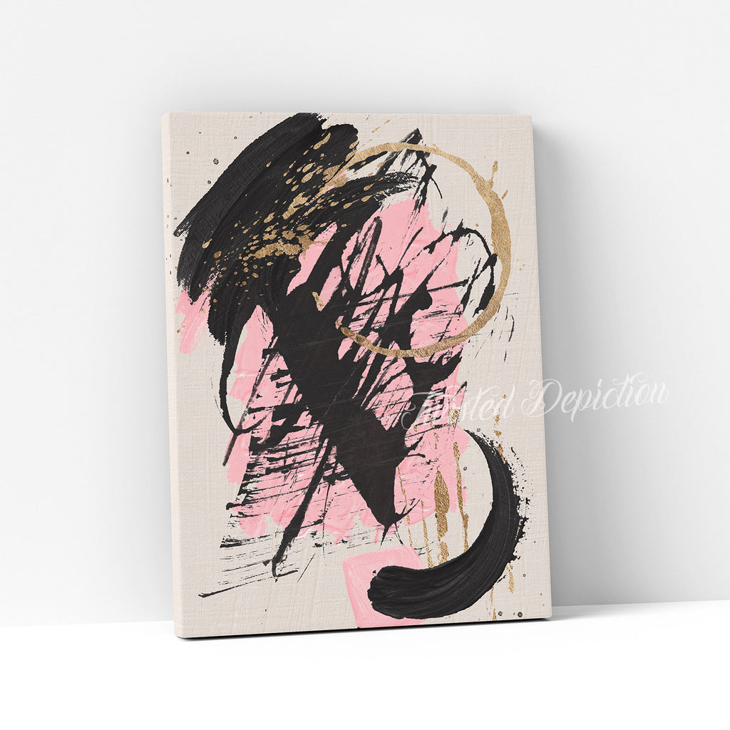 pink gold abstract wall art