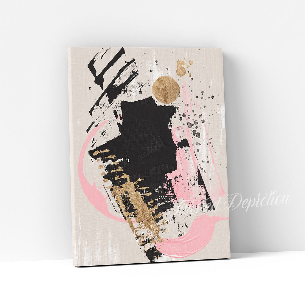 gold pink abstract art piece canada