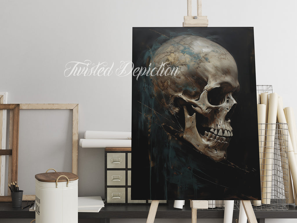 death's head one of a kind skull painting
